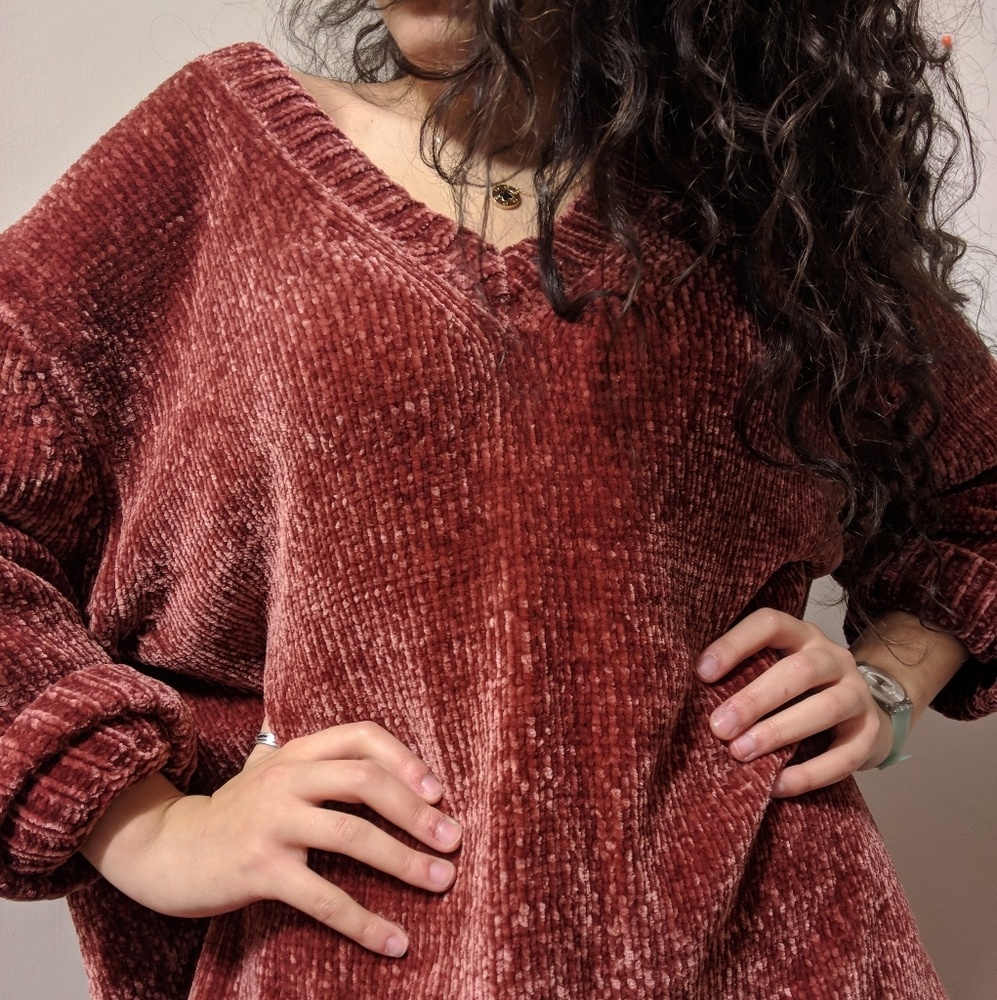 Women's Cozy Ribbed Sweater - Rust - Picture 4 of 5